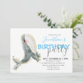 Jongen Whale Birthday Invitation Aankondiging (Staand voorkant)