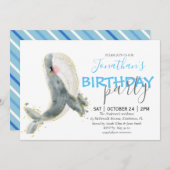 Jongen Whale Birthday Invitation Aankondiging (Voorkant / Achterkant)
