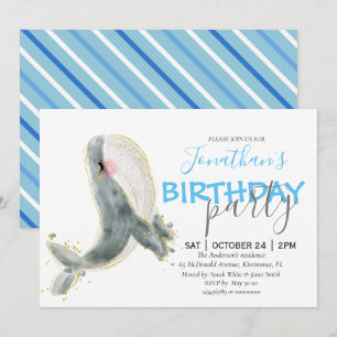 Jongen Whale Birthday Invitation Aankondiging