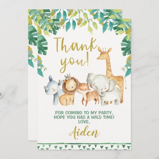 Jongen Wild One Safari Dankkaart Lege Achterkant Kaart (Voorkant / Achterkant)