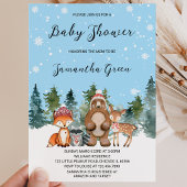 Jongen Winter Bos Baby Shower Kaart