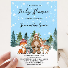 Jongen Winter Bos Baby Shower Kaart