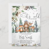 Jongen Winter Bos Baby Shower Uitnodiging (Voorkant)