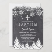 Jongen Winter Holiday Snowflakes Chalkboard Baptis Kaart (Voorkant)