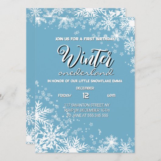 Jongen Winter Onederland 1e verjaardag Kaart (Voorkant / Achterkant)