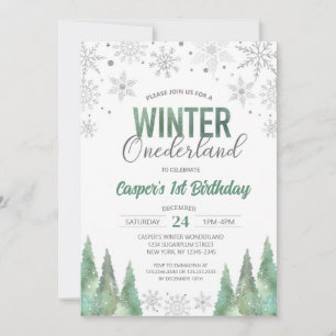 Jongen Winter Onederland Sneeuwvlokken Eerste Verj Kaart