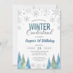 Jongen Winter Onederland Sneeuwvlokken Eerste Verj Kaart