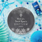 Jongen Winter Slingerlichtjes Sneeuwvlokken Krijt  Papieren Bordje (Feest)