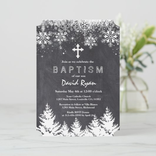 Jongen Winter Vakantie Sneeuwvlokken Schoolbord Do Kaart (Staand voorkant)