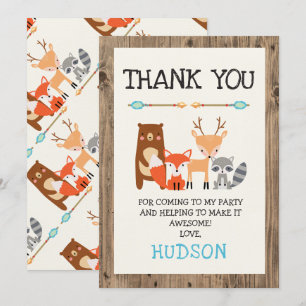 Jongen Woodland Animals Birthday Hartelijk dank Kaart