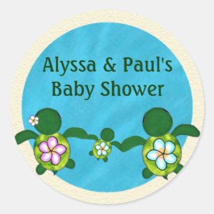 JONGEN Zee SCHILDPAD Baby shower (Honu) 02B blank  Ronde Sticker