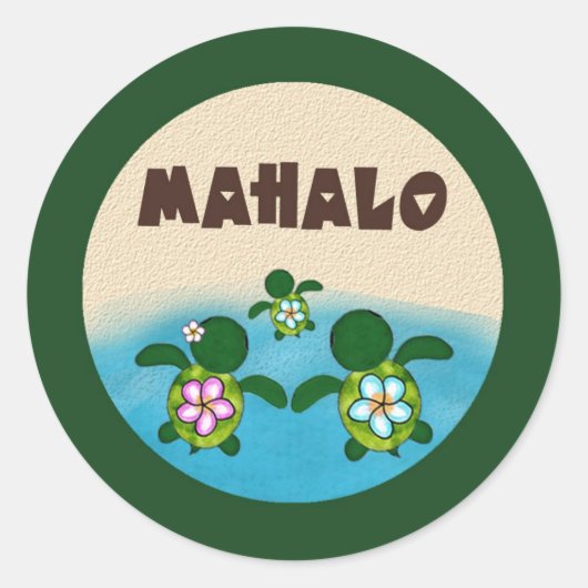 JONGEN Zee SCHILDPAD Baby shower (Honu) 02B Mahalo Ronde Sticker (Voorkant)