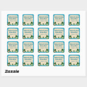 JONGEN Zee SCHILDPAD Baby shower Honu 02B vierkant Vierkante Sticker (Vel)