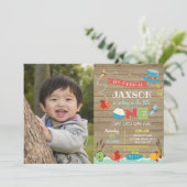 Jongen zijn 1-de-dag-uitvindingen met vissen kaart (Staand voorkant)