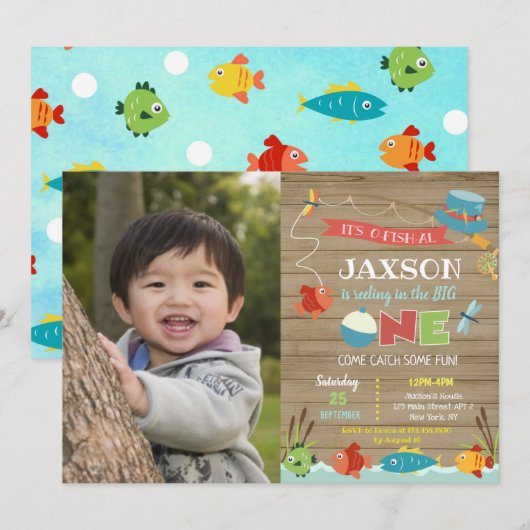 Jongen zijn 1-de-dag-uitvindingen met vissen kaart (Voorkant / Achterkant)