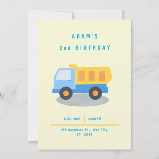 Jongen zijn vrachtwagen verjaardag kaart (Voorkant)