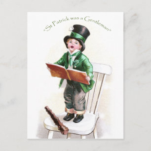 Jongen zingt Iers liedje  St Patrick's Day Briefkaart