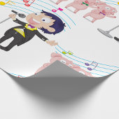 Jongen zingt met drie varkens koor cadeaupapier