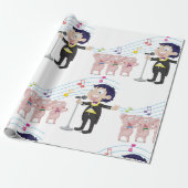 Jongen zingt met drie varkens koor cadeaupapier (Uitgerold)