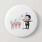 Jongen zingt met drie varkens koor ronde button 7,6 cm (Voorkant)