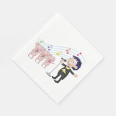 Jongen zingt met drie varkens koor servet (Hoek)