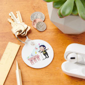 Jongen zingt met drie varkens koor sleutelhanger