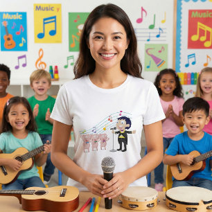 Jongen zingt met drie varkens koor t-shirt