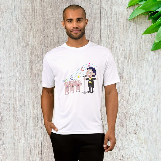 Jongen zingt met drie varkens koor t-shirt