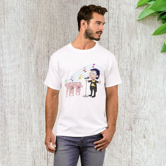 Jongen zingt met drie varkens koor t-shirt