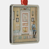 Jongen zittend in de hoek (van Carl Larsson) Metalen Ornament (Rechts)