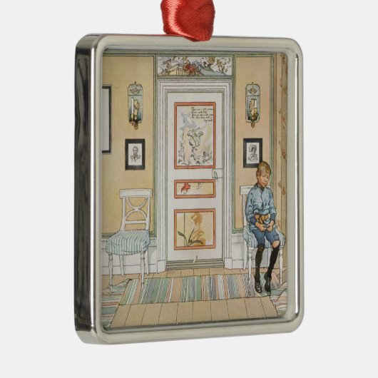 Jongen zittend in de hoek (van Carl Larsson) Metalen Ornament (Rechts)