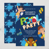 Jongen Zwembad Party 8e Verjaardag Kaart (Voorkant / Achterkant)