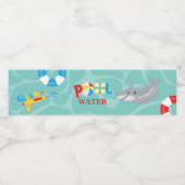 Jongen Zwembad Party Verjaardag Haai Float Waterfles Etiket (Enkel label)