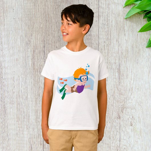 Jongen zwemmen met vis t-shirt