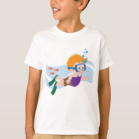 Jongen zwemmen met vis t-shirt (Voorkant)