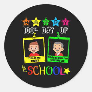 Jongens 100 dagen school - ik ben 100 jaar oud ronde sticker
