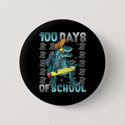 Jongens 100 dagen schooldinosaurus 100 dagen slimm ronde button 5,7 cm (Voorkant)
