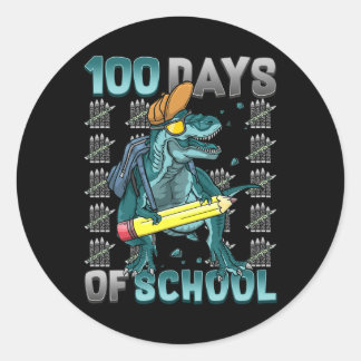 Jongens 100 dagen schooldinosaurus 100 dagen slimm ronde sticker