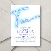 Jongens 10e Neon Pool Verjaardag Kaart