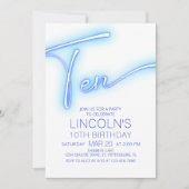 Jongens 10e Neon Pool Verjaardag Kaart (Voorkant)