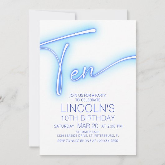 Jongens 10e Neon Pool Verjaardag Kaart (Voorkant)