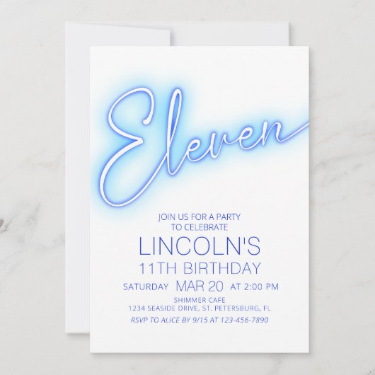 Jongens 11e Neon Pool Verjaardag Kaart (Voorkant)