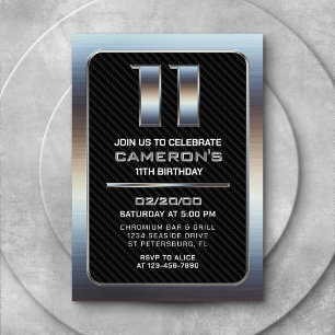 Jongen's 11e verjaardag uitnodiging