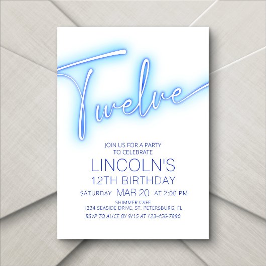Jongens 12e Neon Pool Verjaardag Kaart