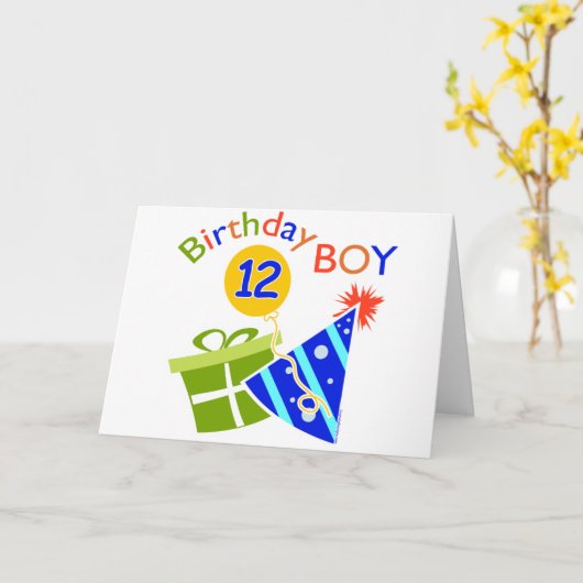 Jongens 12e verjaardag kaart (Gele Bloem)