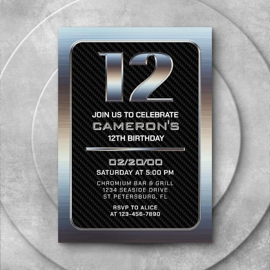 Jongen's 12e verjaardag uitnodiging