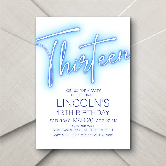 Jongens 13e Neon Pool Verjaardag Kaart