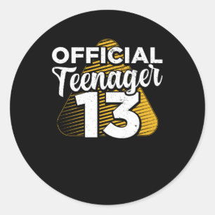 Jongens 13e verjaardag Officiële Tiener Ronde Sticker