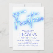 Jongens 14e Neon Pool Verjaardag Kaart (Voorkant)