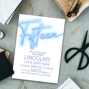 Jongens 15e Neon Pool Verjaardag Kaart